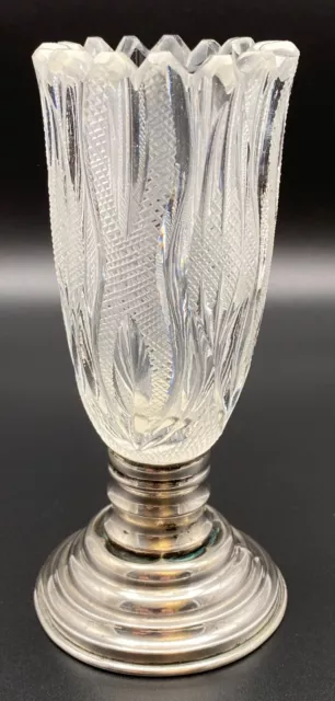 ⚜️ Alte Kristall -Glas-Vase 800er Silber Fußmontierung um 1880⚜️