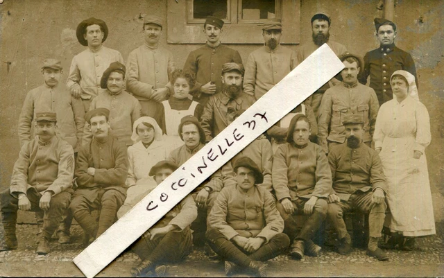 CPA Photo WW1 1914-1918 Blessés soignés à l'interieur de Hôpital Cosne