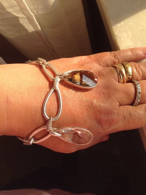Bracelet Rivière En Argent 925 Avec Pierres Mauves/violettes - Neuf Avec étiquettes