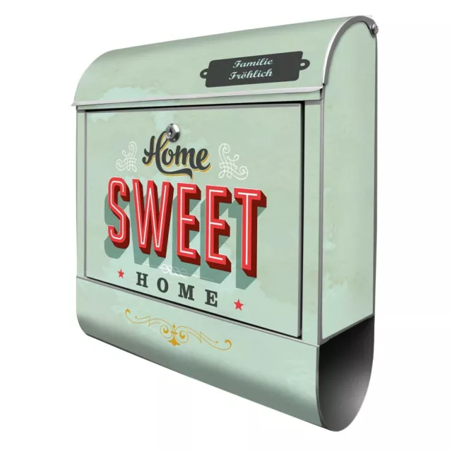 Design Briefkasten Mailbox mit eigenem Namen Zeitungsfach Motiv Home Sweet Home
