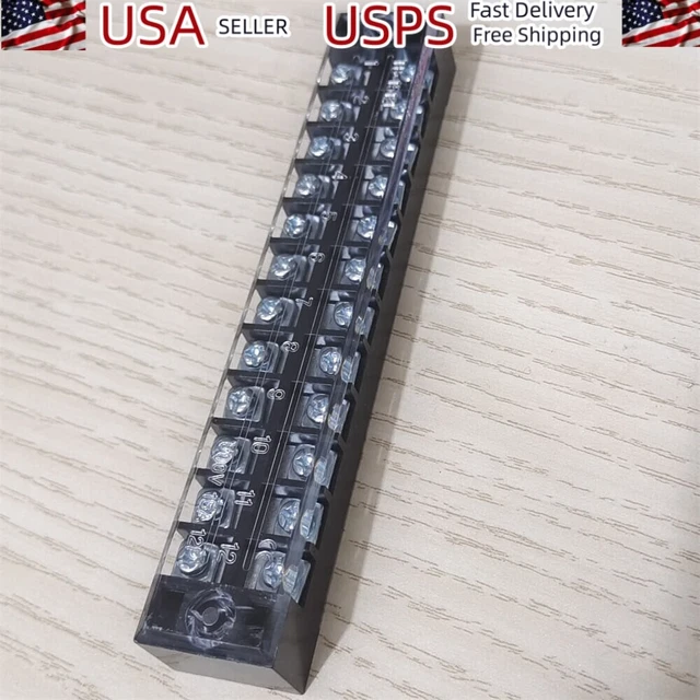 4PCS Dual Row 12-Position Wire Connector 600V 15A Barrier Screw Terminal Strip