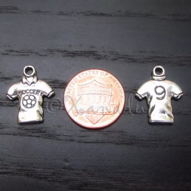 Soccer Jersey Nine Wholesale Silver Plated Sports Charms C4910 - 10, 20 Or 50PCs 3