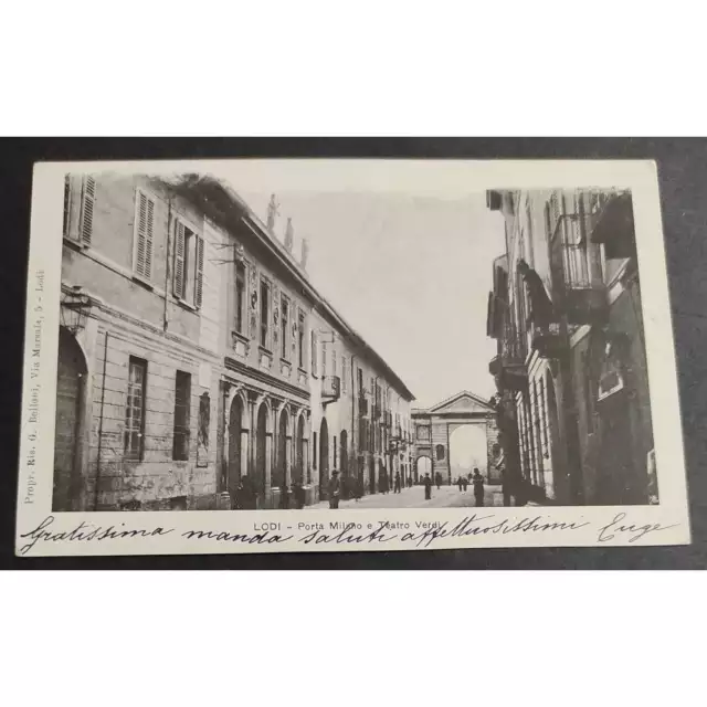 Cartolina Lodi - Porta Milano e Teatro Verdi