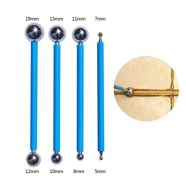 Piastrelle Stick Sfera Pressate Cucitura Stick Argento E Blu Piastrella 4pz Palla
