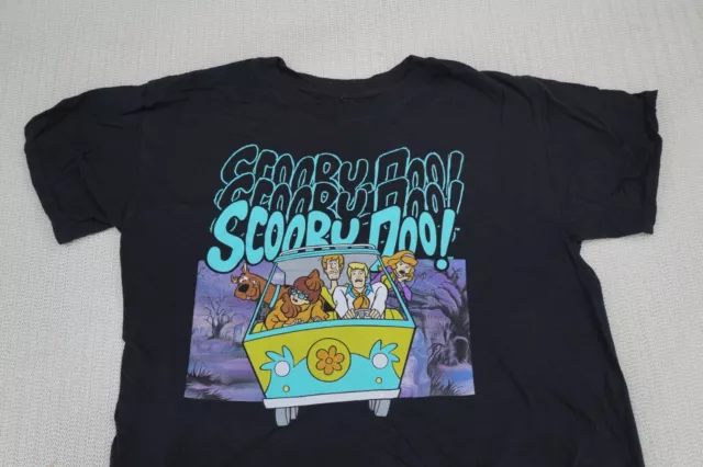 Scooby Doo Shirt Mens Large Black Short Sleeve Mystery Van Graphic Fred Shaggy 2