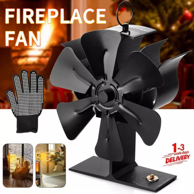 6 Flügel Ofenventilator Kaminofen Ventilator Stromloser Lüfter Stove Fan Gebläse