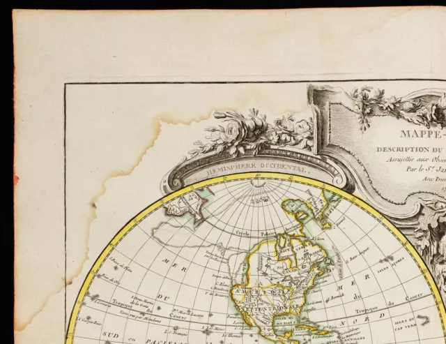 1780ca - Mappemonde ancienne - Carte géographique du monde - Janvier - Gravure 2