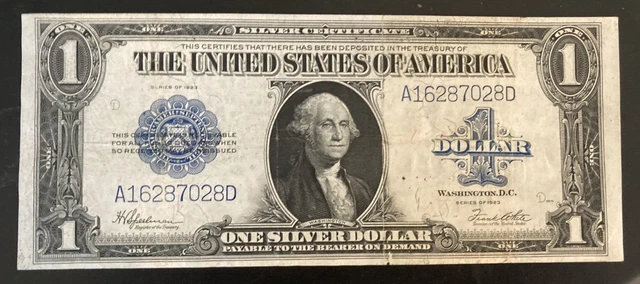 1923 $1 One Dollar “Horse Blanket” Silver Certificate Large Size Note