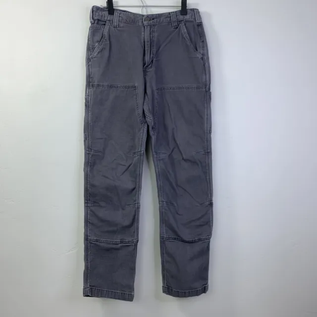 Carhartt Gray Canvas Double Knee Pants Mens Size34X32 102802-029