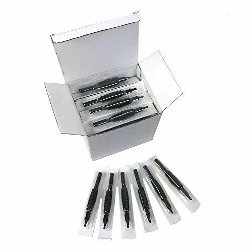 50 X Tubos Planos Redondos Esterilizados Surtidos Mags con Empuñaduras de Goma Negro 5/8"