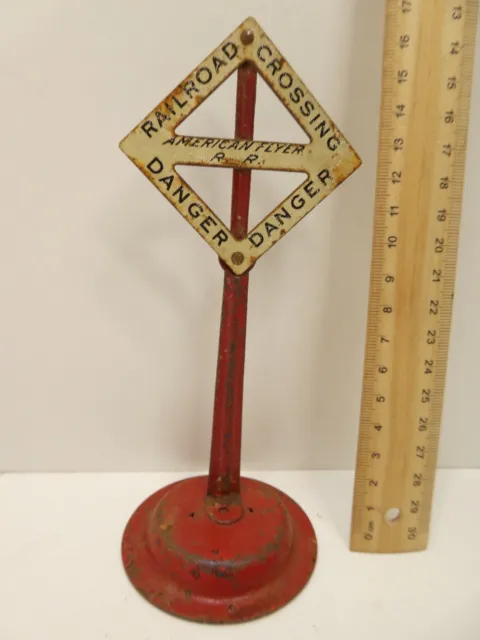 Vintage Metal Train Signal Pole Railroad Crossing Signal Danger American Flyer