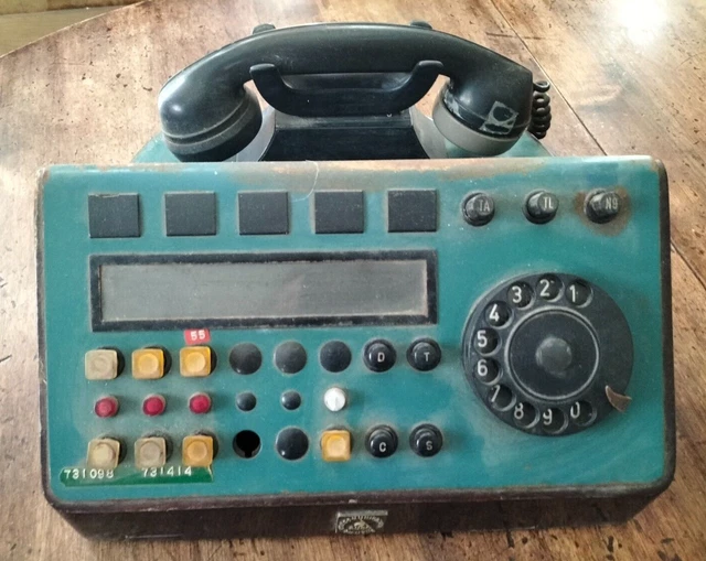 Telefono retrò antico montato a parete, telefono con cavo vintage Tel§|Fono antico con retroilluminazione blu [rame rosso