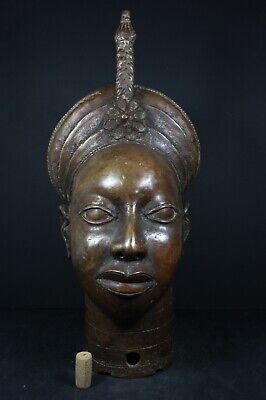 Lifesize 21.3" African IFE BENIN Bronze King Head - Nigeria, AFRICAN TRIBAL ART