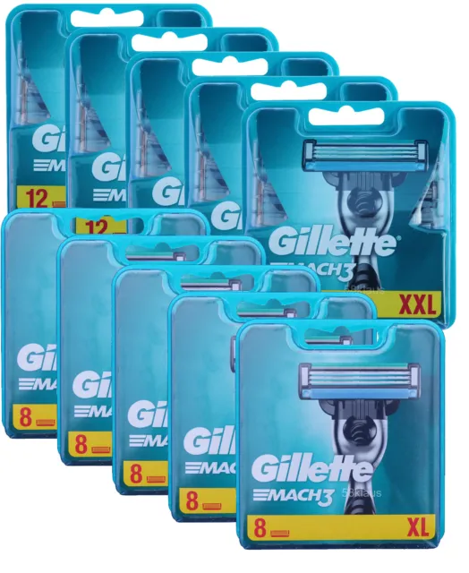 100er Gillette Mach3 Rasierklingen Klingen in 5x 12er + 5x 8er OVP Pack Set