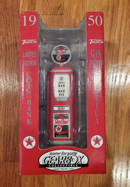 1950 Tokheim Texaco Gas Pump Replica Coin Bank by Gearbox Sky Chief 