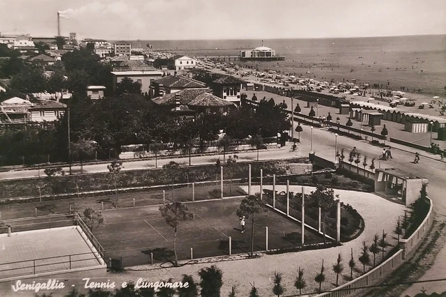 Cartolina - Senigallia - Tennis e Lungomare - 1955