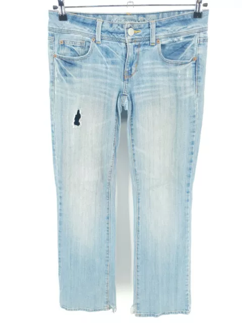 American Eagle Jeans Womens 6 Slim Boot Regular Stretch  Cut Blue Distressed