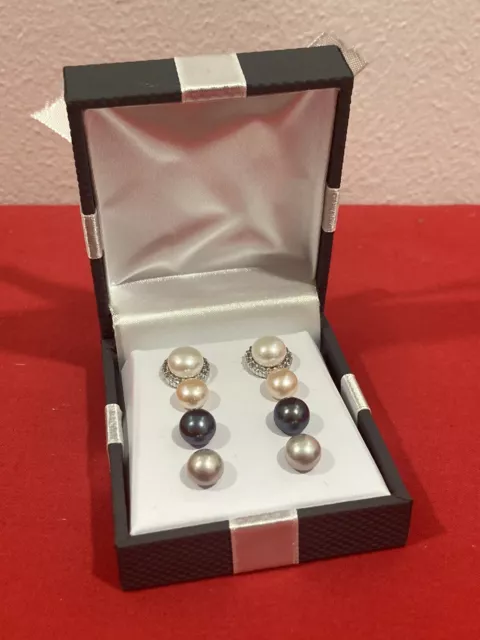 CP 925 Sterling Silver Cultured Freshwater Pearl 5 PIECE Earrings Set NEW IN BOX