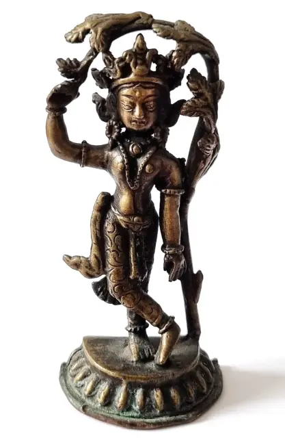 Sehr schöne, alte Mahadevi Statue - Bronze in alter Patina - aus Nepal / Indien