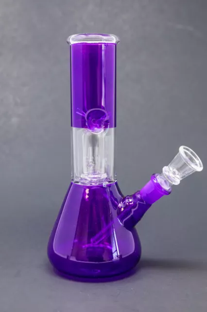 Hookah Water Pipe Glass 8" Purple Single Percolator Bong w/ Ice Catcher