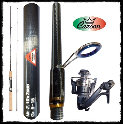 filo spinning carson bass trota cavedano mulinello Carson Kit canna 1.80mt 5/15 