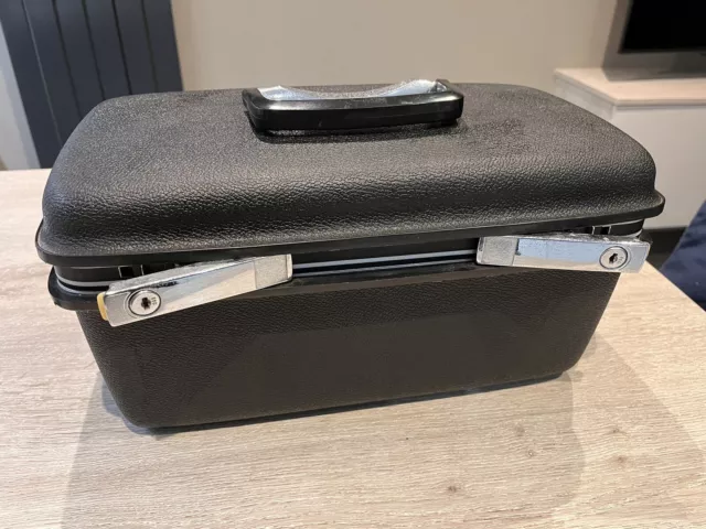 Vintage (late 70’s) Samsonite Black Vanity Hard Shell Case, 2 Locks & 1 Key