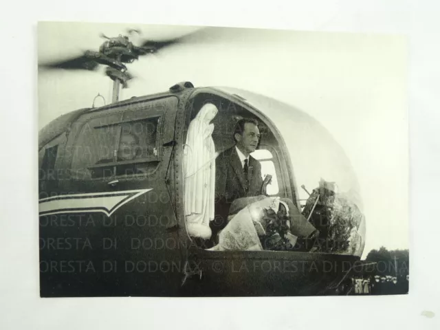 Vecchia Fotografia Foto Vintage Madonna Di Fatima In Elicottero Genova 1959