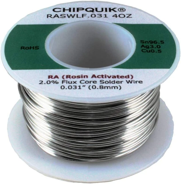 RASWLF.031 4OZ LF Solder Wire 96.5/3/0.5 Tin/Silver/Copper Rosin Activated .031