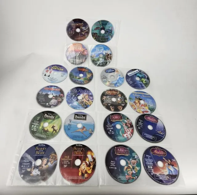 Lot of 15 Disney DVD Movies - Cinderella, Beauty and Beast, Bambi, Aladin & More