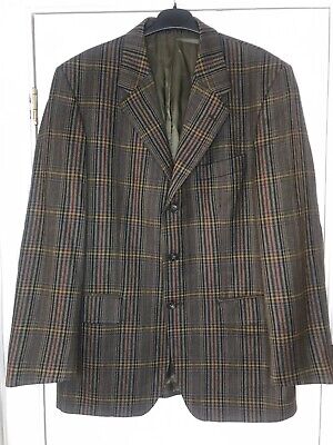 MAGEE Pure New Wool Blazer Size 40R Brown Check Tweed Country Hunting Shooting