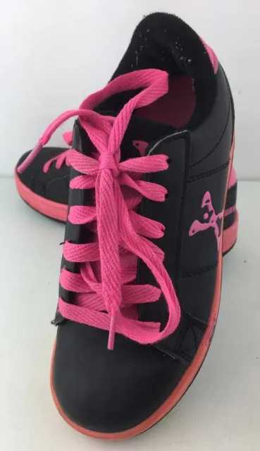 Sidewalk Sports By Heelys Girls Black & Pink Lace Up Shoes Trainers, UK 2, GC.