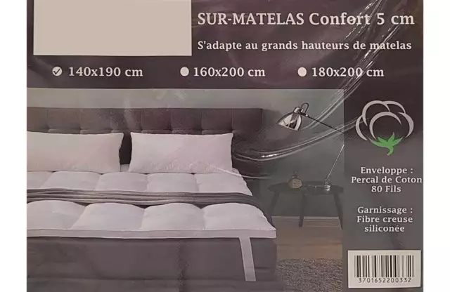 Sur-Matelas Confort Forme Plateau 5 Cm D'épaisseur Pour Lit 2 Places De 140 Cm