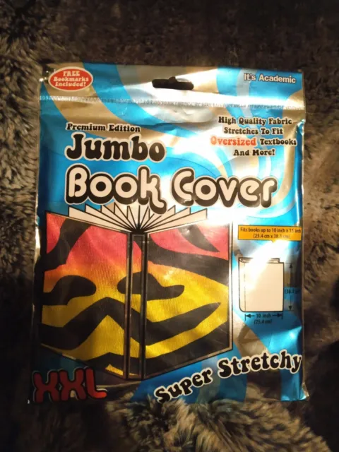 It's Academic Fabric Book Cover Oversize XXL Super Stretch Rainbow Zebra New