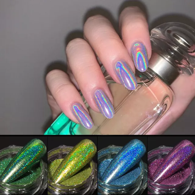 Mirror Effect Charms Flake Paillette Nail Glitter Holographic Powder Nail Dust