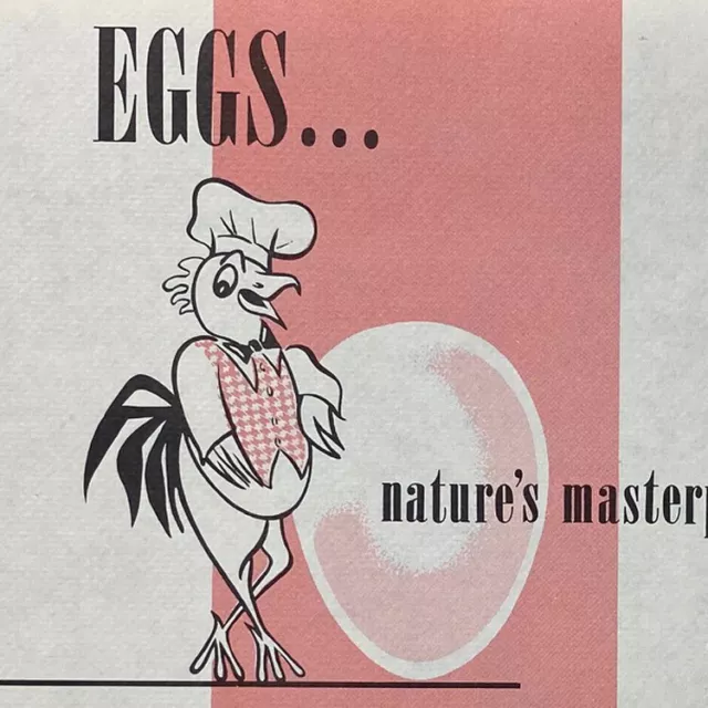 1950s Eggs Chick Chicken Health Nutrition Promotional Restaurant Paper Placemat