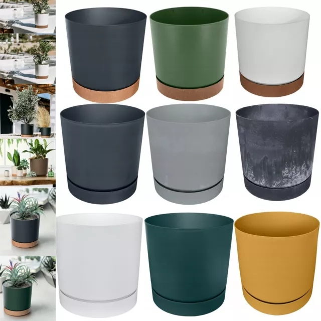 Blumenkübel Blumentopf Übertopf  mit Untersetzer Rund 10 Farben 4 Größen