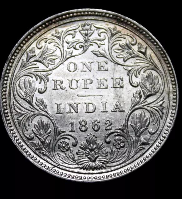 India  British India  1862 Qeen Victoria Silver Rupee 5 dots  2311