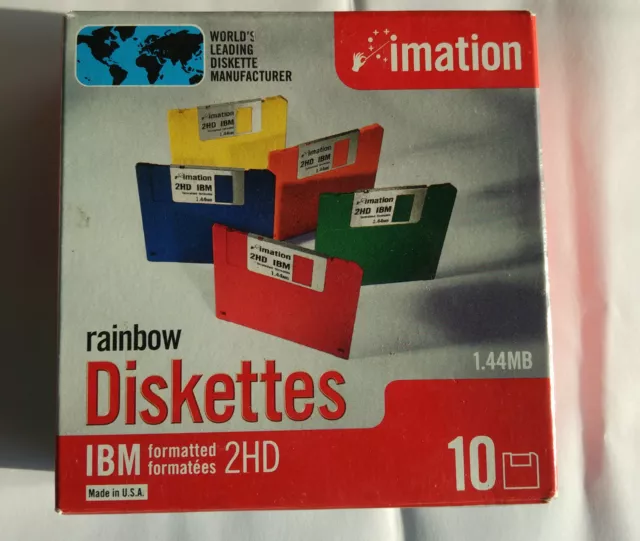 Imation Colour 3.5'' 2HD floppy disks 10 Pack - New Sealed