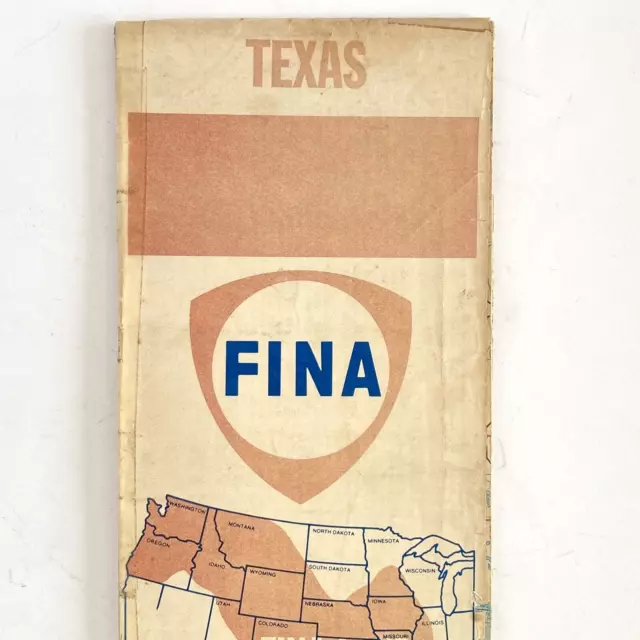 1973 Fina Gas Stations Texas Map By Rand McNally w/ Motor Oil Ad Fina Land