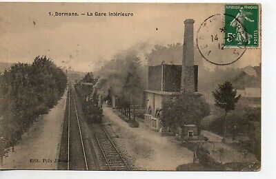 Dormans-marne-CPA 51-la gare - the train arrives in station