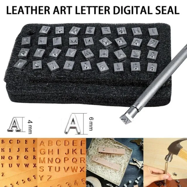 36 pièces ensemble poinçon lettre en cuir métal alphabet parfait pour l'art e