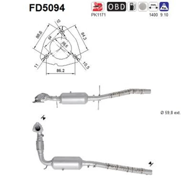 Filtro antiparticolato DPF filtro antiparticolato diesel AS FD5094 cordierite per Ford Transit