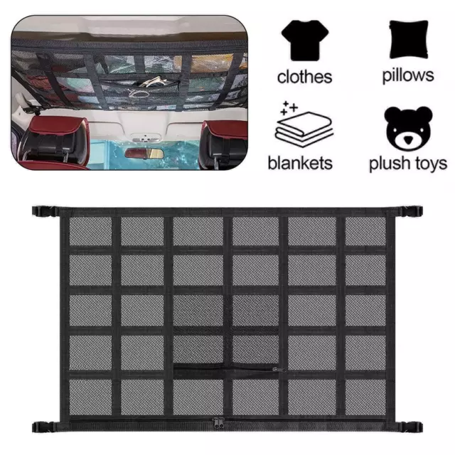 80 X 55cm Car Roof Ceiling Cargo Net Pocket Mesh Storage Bag Pouch For Van SLOVE 3