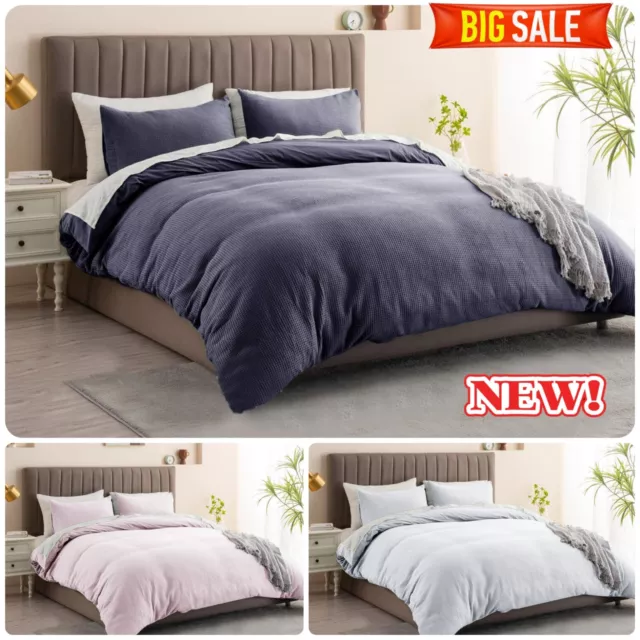 New Luxury 100% Pure Cotton Bedding Duvet Set Quilt Cover Pillow Cases All Sizes