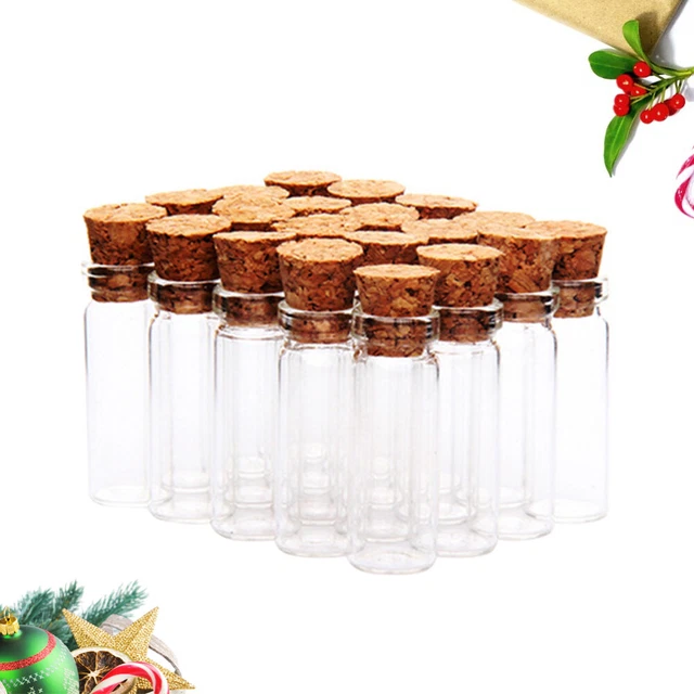 24PCS 1.5ml Transparente DIY Wish Jars Mini Glasflaschen mit Korkstopfen für