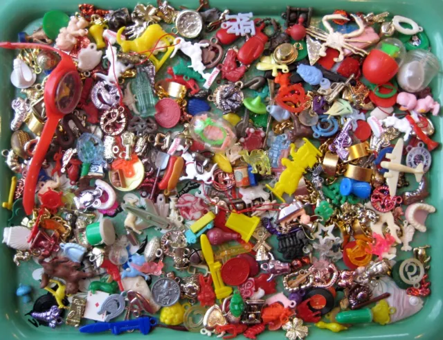 VTG Cracker Jack Plastic Metal GUMBALL CHARM Toy Prize Mixed Huge Lot of 300+
