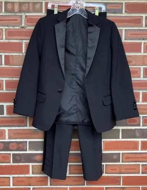 Izod Black Tuxedo Tux Suit One Button Jacket Blazer Pants Boys Size 10