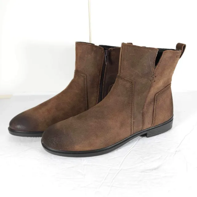 Ecco Women’s Touch 15 US 8 Brown Leather  Side Zip Ankle Booties Boots
