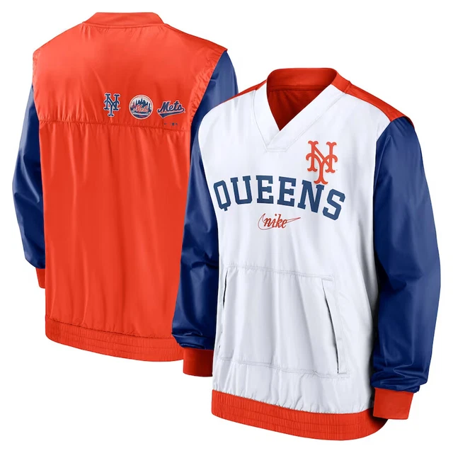 New York Mets Nike Rewind Warmup V-Neck Pullover Jacket Men's MLB Cooperstown