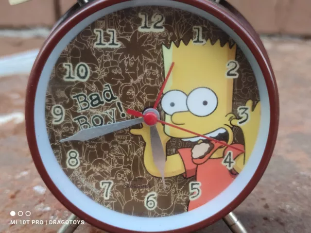 Vintage Alarm Clock Bart Simpson "Bad Boy" Mat Groening Art Deco Battery Operate